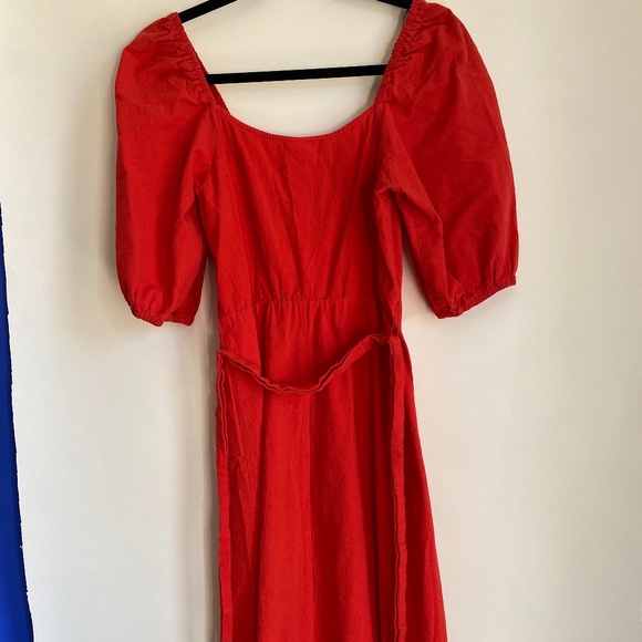 H&M Linen Like Red/Orange xxl long dress - Picture 3 of 4